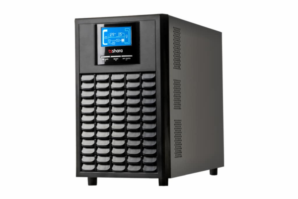 TS Shara preto de maior porte, com tela digital azul e vários módulos de bateria visíveis na parte frontal.